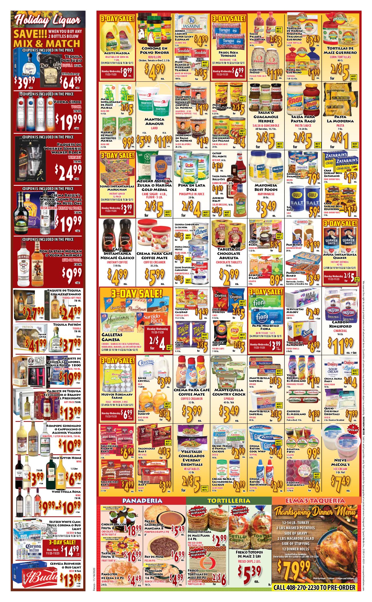 Fresco Supermarket Thanksgiving Weekly Ad Flyer November 18 to December 1, 2020