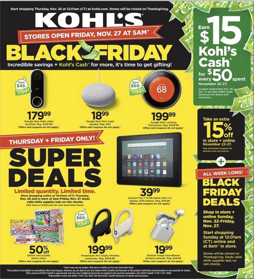 Kohl's Weekly Ad Flyer November 22 to November 27