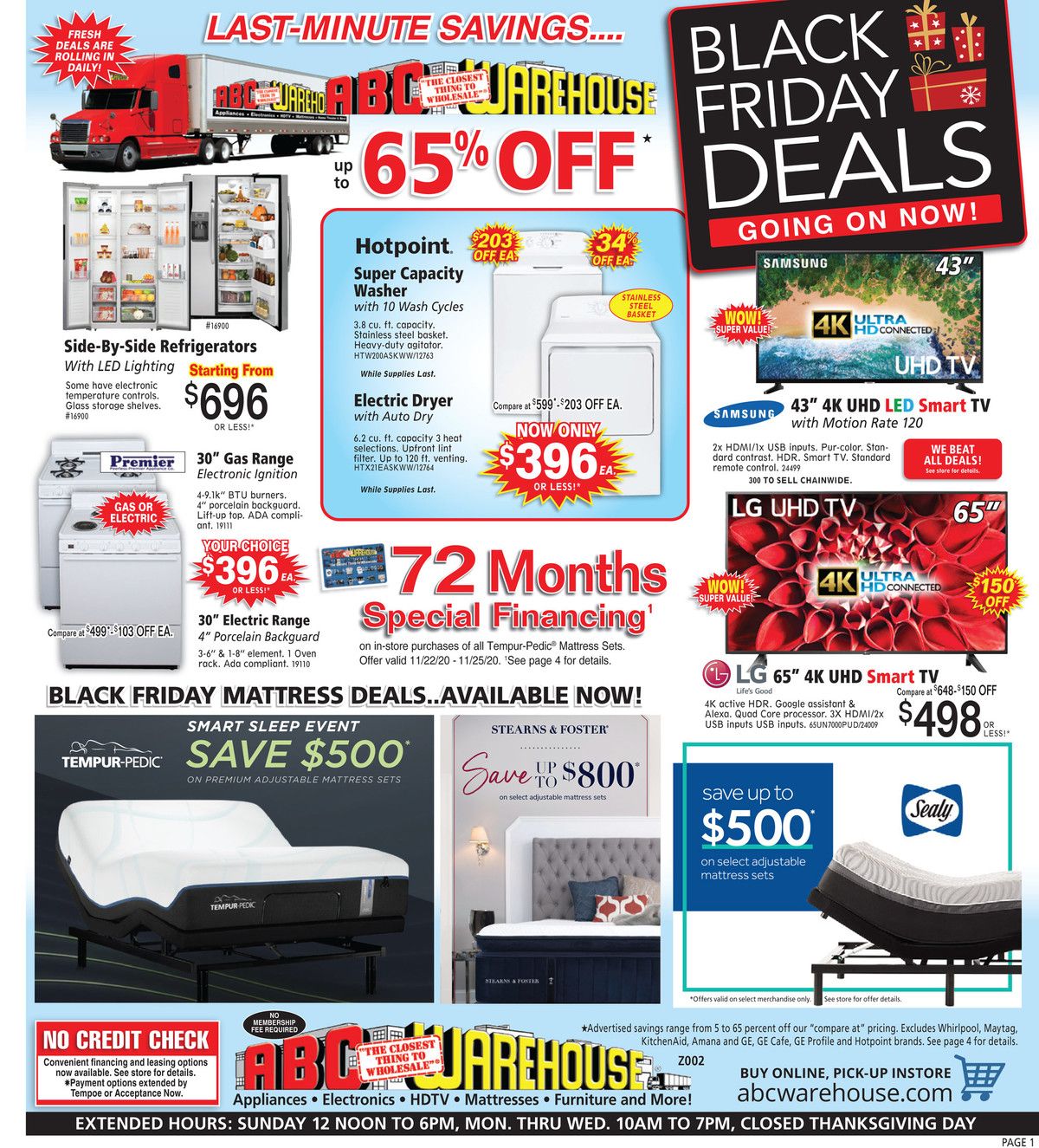 ABC Warehouse Black Friday Weekly Ad Flyer November 22 to November 27, 2020