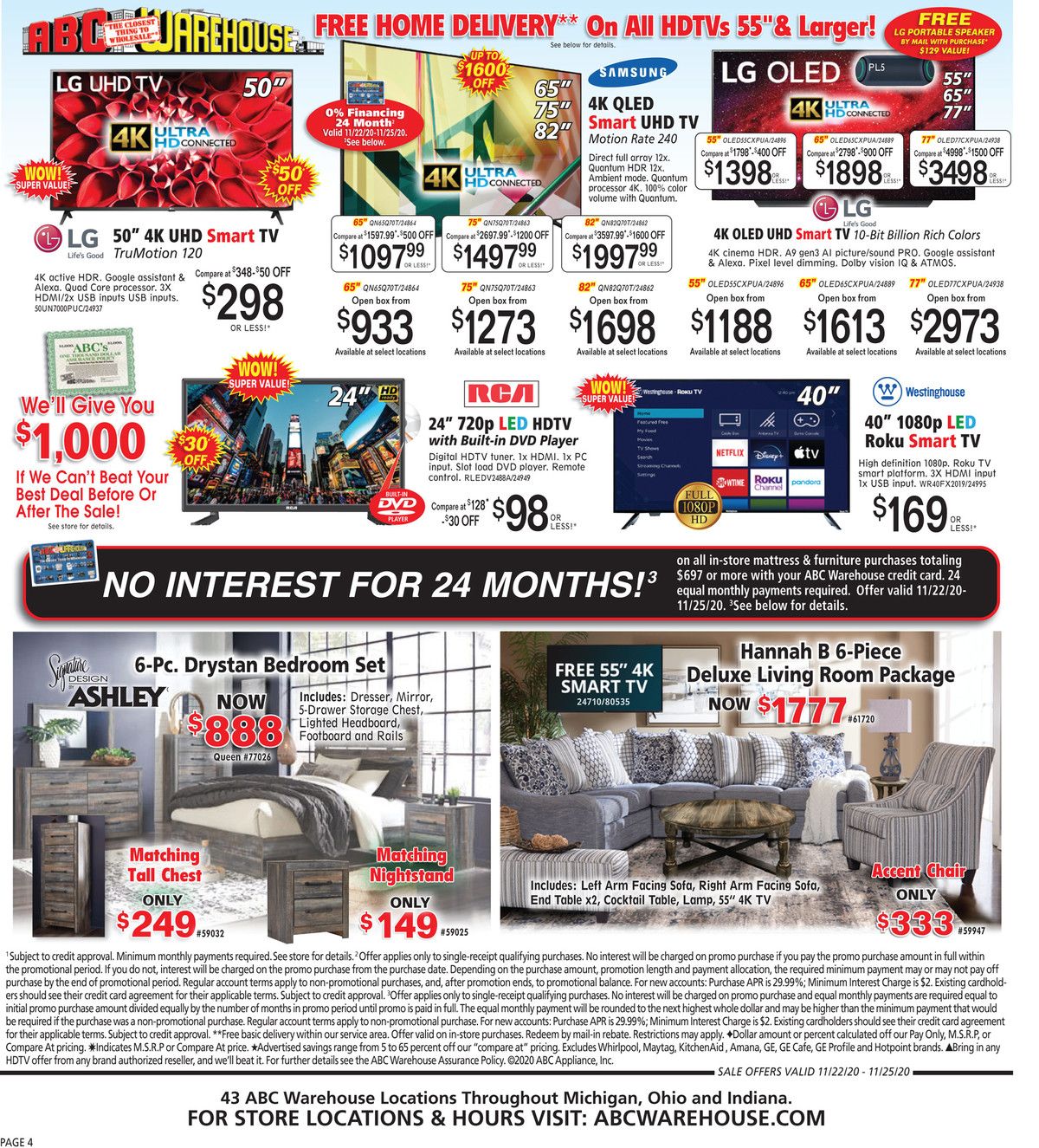 ABC Warehouse Black Friday Weekly Ad Flyer November 22 to November 27, 2020