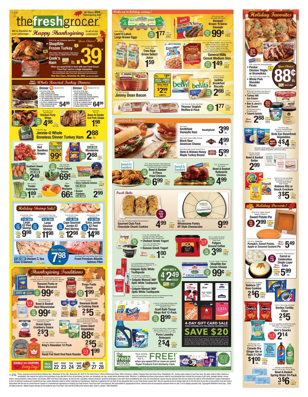 The Fresh Grocer Thanksgiving Weekly Ad Flyer November 22 to November 28, 2020