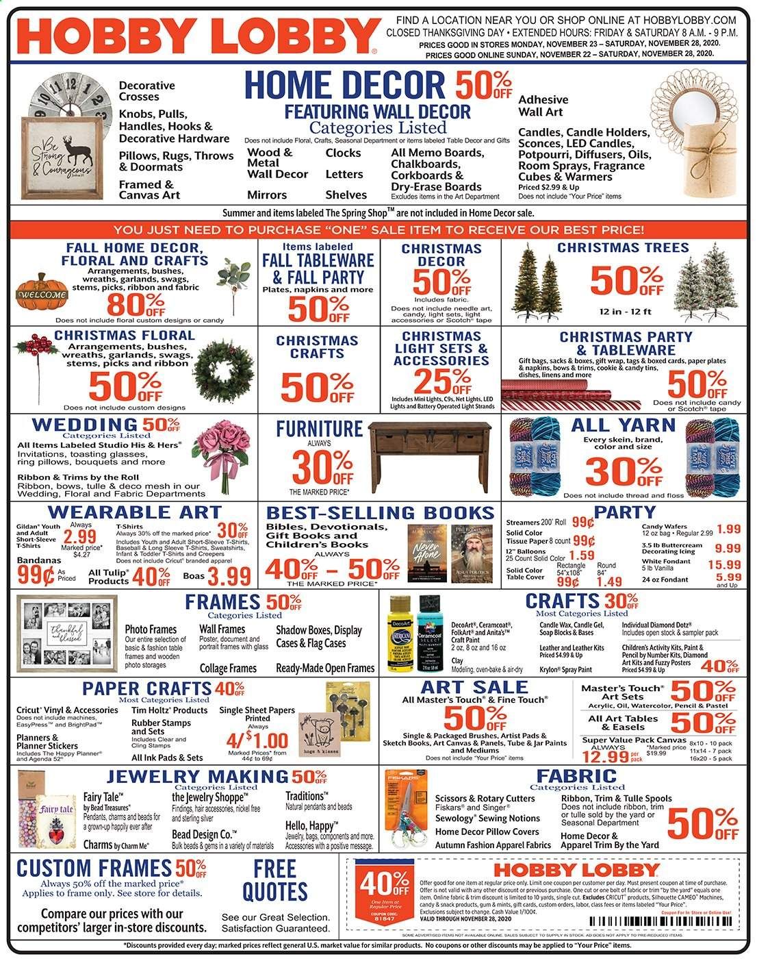 Hobby Lobby Weekly Ad Flyer November 22 to November 28