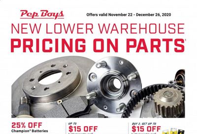 Pep Boys Weekly Ad Flyer November 22 to December 26