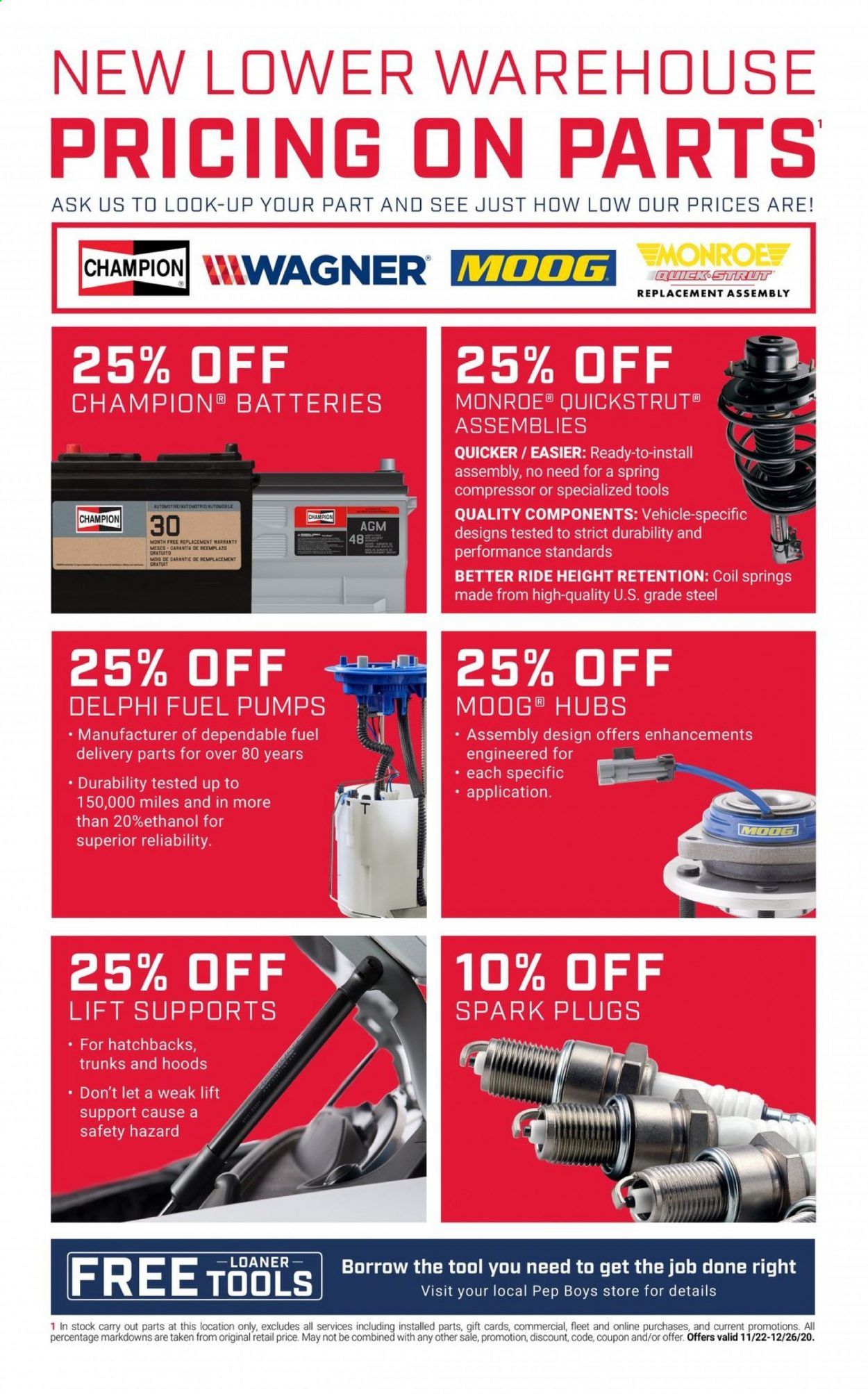 Pep Boys Weekly Ad Flyer November 22 to December 26
