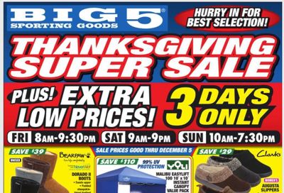 Big 5 Weekly Ad Flyer November 26 to November 29