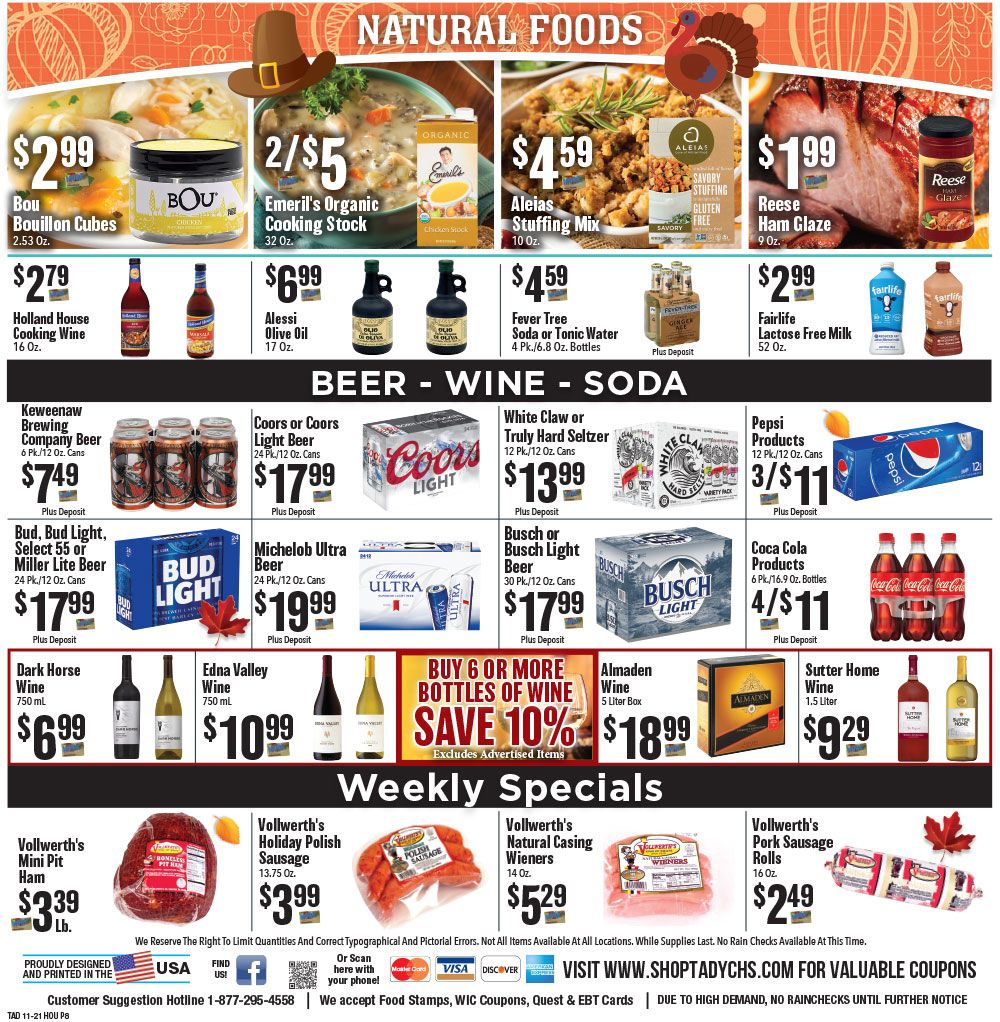 Tadych's Thanksgiving Weekly Ad Flyer November 23 to November 29, 2020