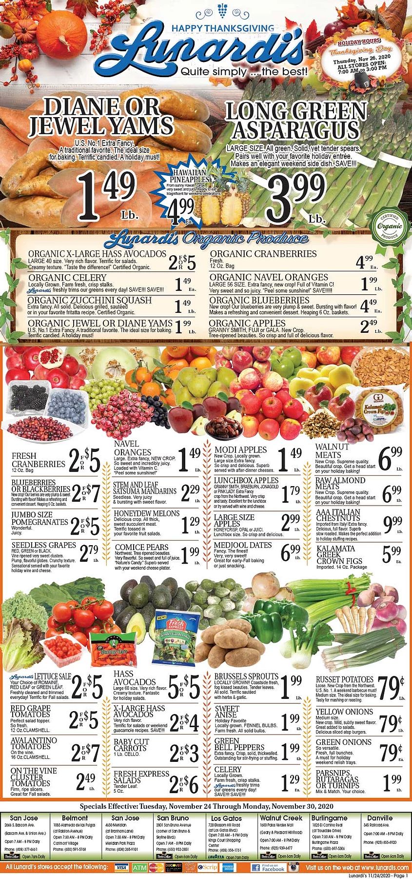 Lunardi's Thanksgiving Weekly Ad Flyer November 24 to November 30, 2020