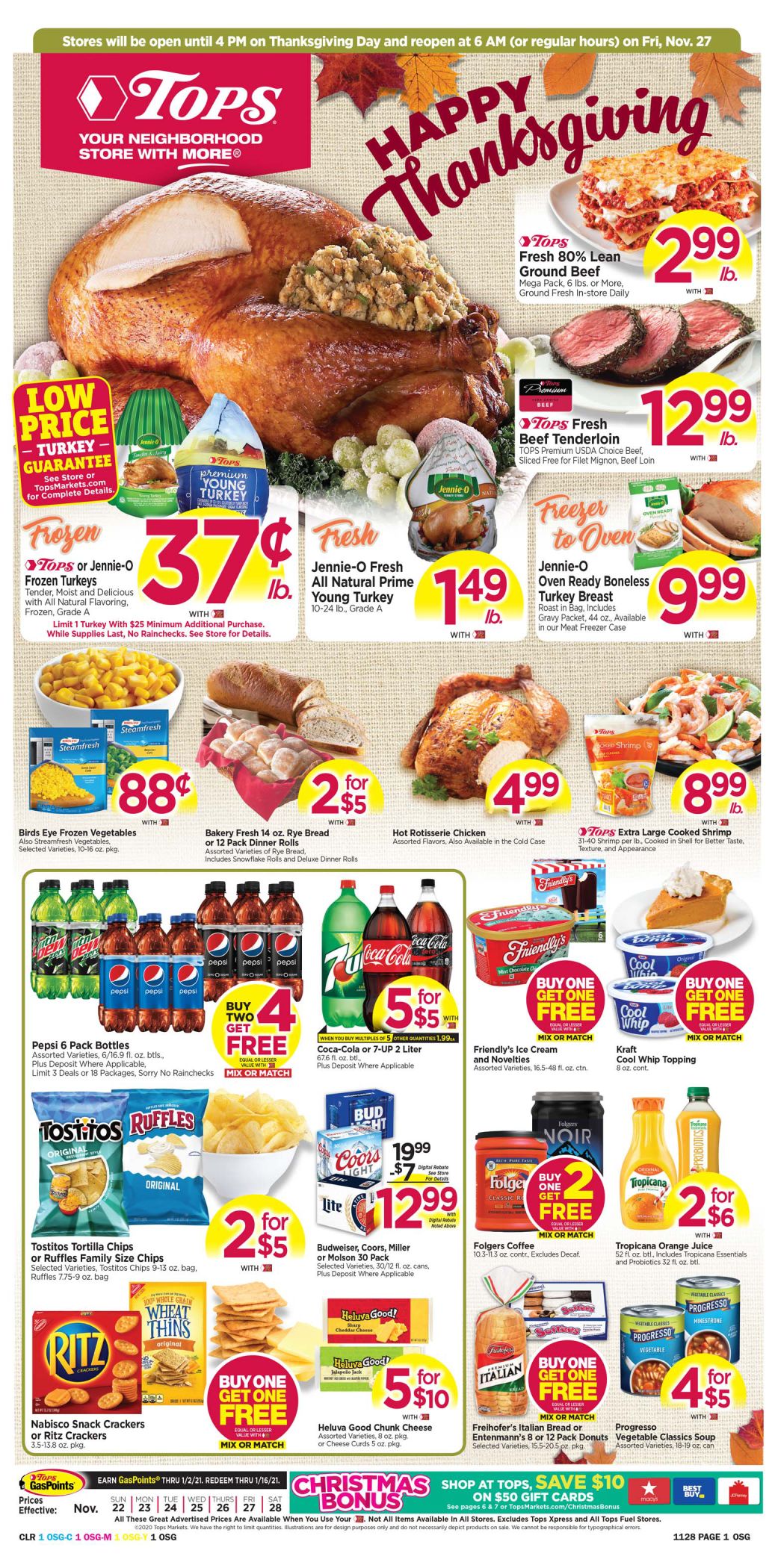 Tops Friendly Markets Thanksgiving Weekly Ad Flyer November 22 to November 28, 2020