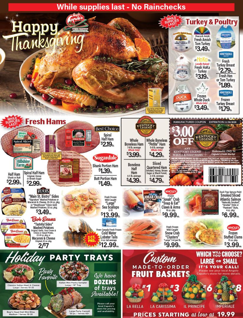 Angelo Caputo's Thanksgiving Ad Flyer November 25 to December 1, 2020