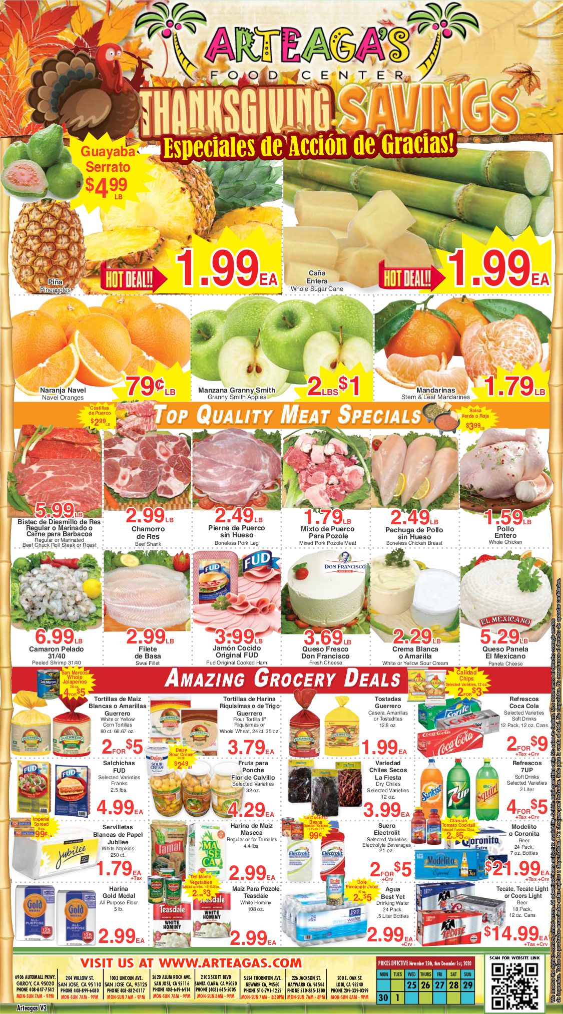 Artega's Thanksgiving Ad Flyer November 25 to December 1, 2020