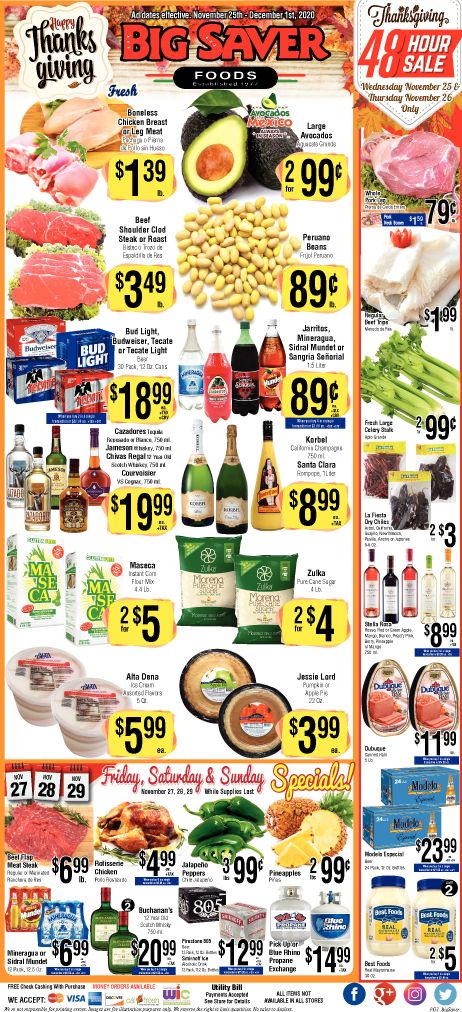 Big Saver Foods Thanksgiving Ad Flyer November 25 to December 1, 2020