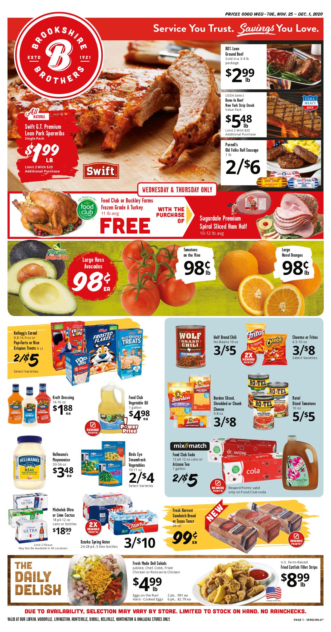 Brookshire Brothers Thanksgiving Ad Flyer November 25 to December 1, 2020
