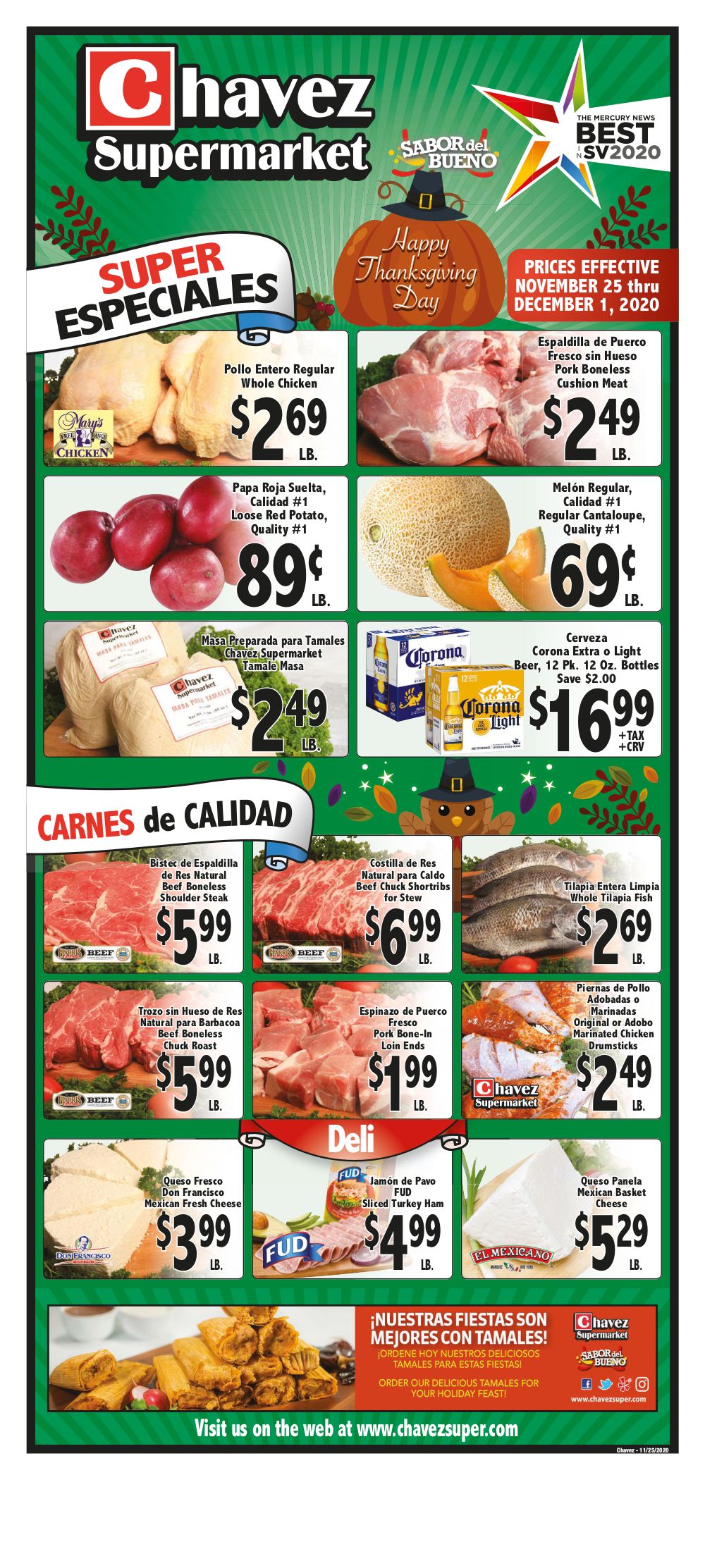 Chavez Thanksgiving Ad Flyer November 25 to December 1, 2020