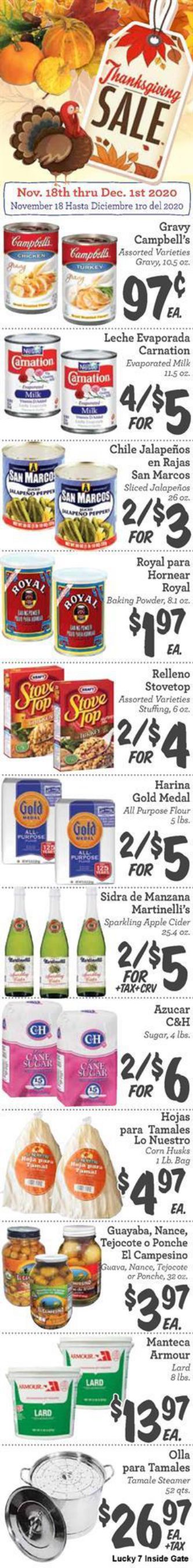 Lucky 7 Supermarket Thanksgiving Ad Flyer November 18 to December 1, 2020