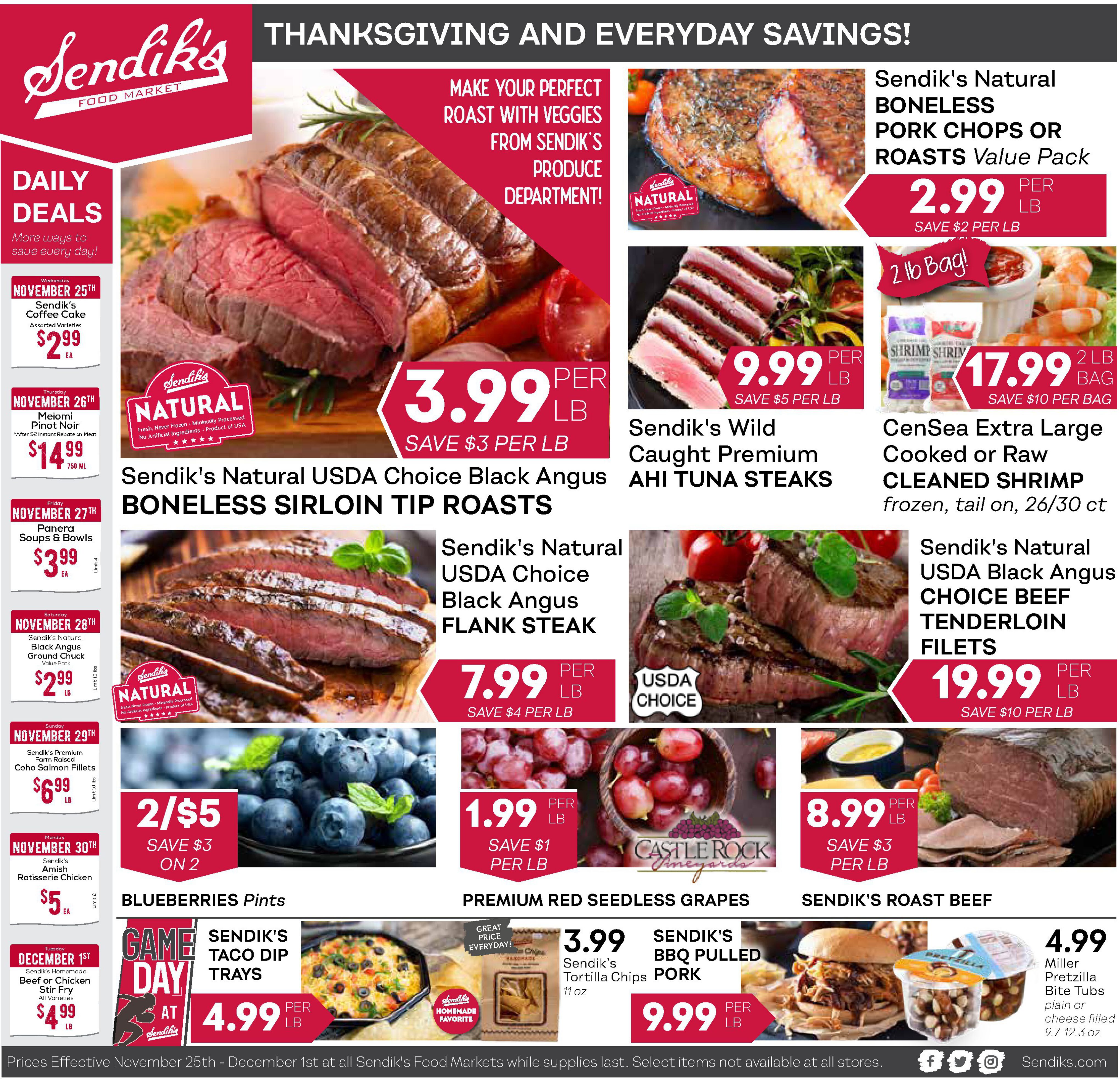 Sendik's Thanksgiving Ad Flyer November 25 to December 1, 2020