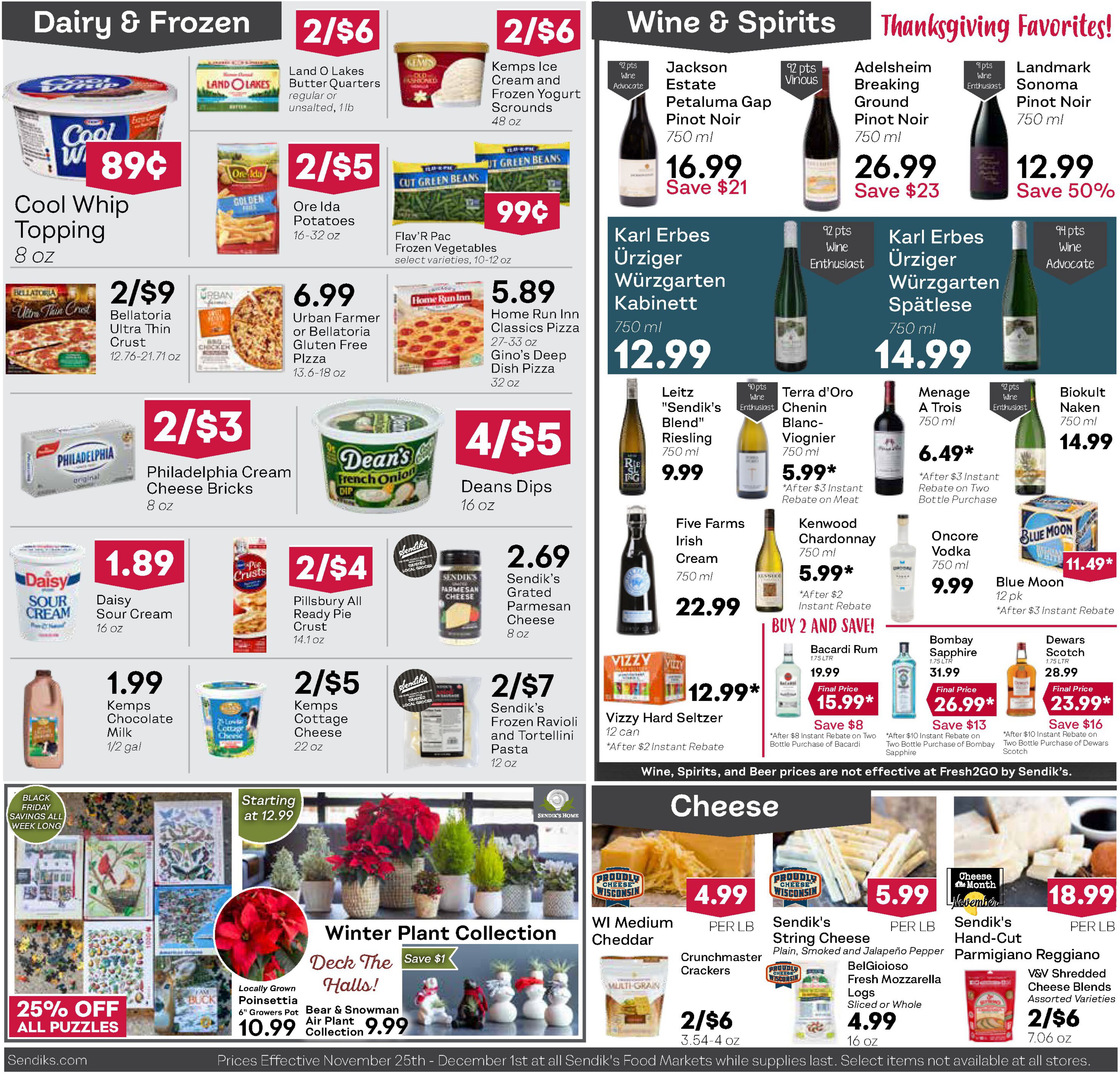 Sendik's Thanksgiving Ad Flyer November 25 to December 1, 2020