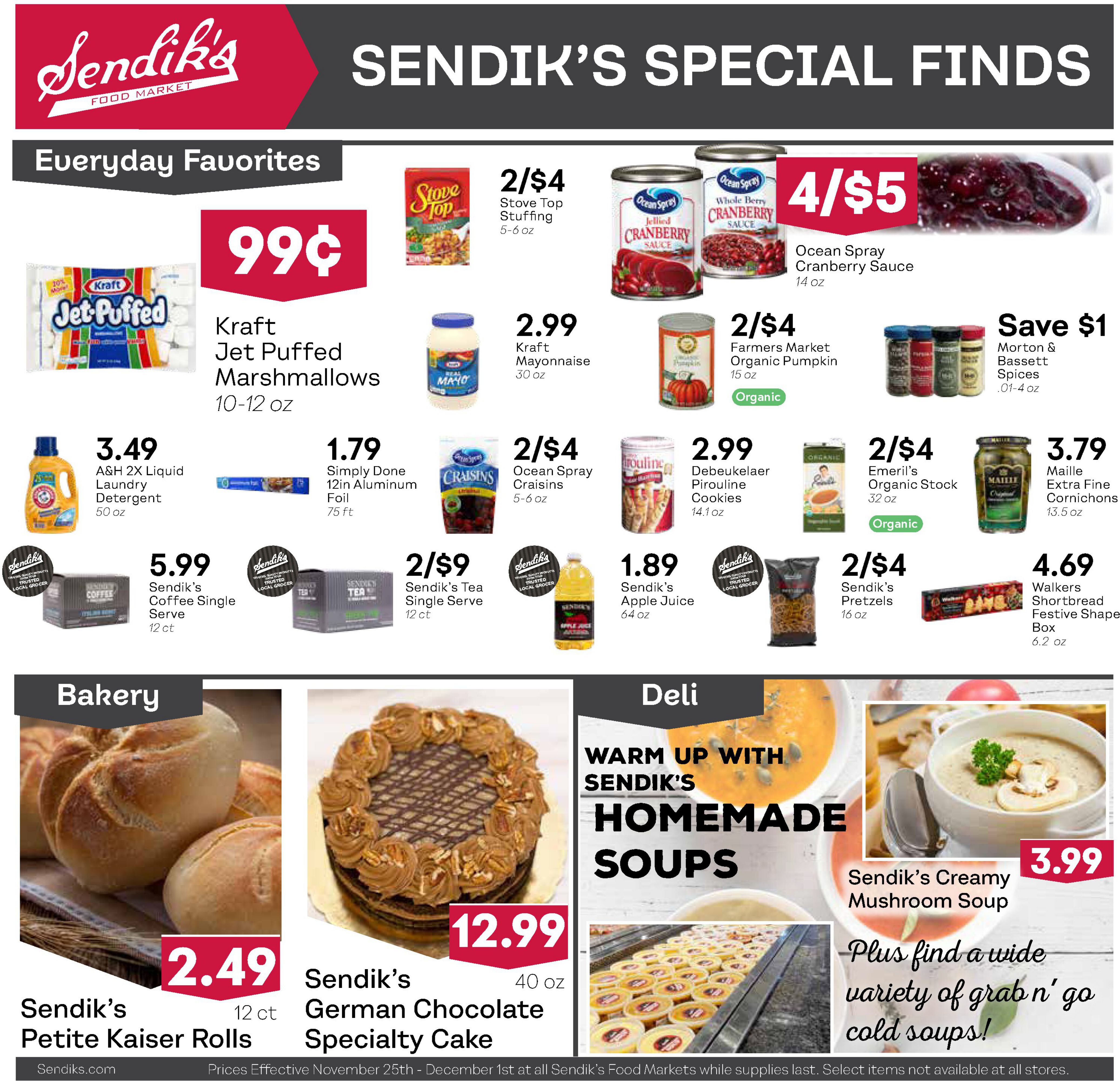 Sendik's Thanksgiving Ad Flyer November 25 to December 1, 2020