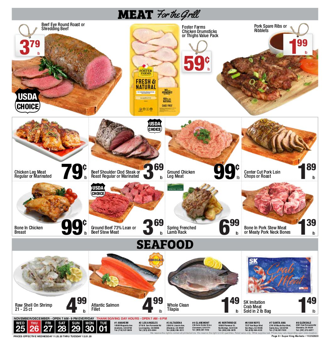 Super King Markets Thanksgiving Ad Flyer November 25 to December 1, 2020