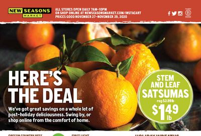 New Seasons Market (OR) 3 Day Sale Ad Flyer November 27 to November 29, 2020