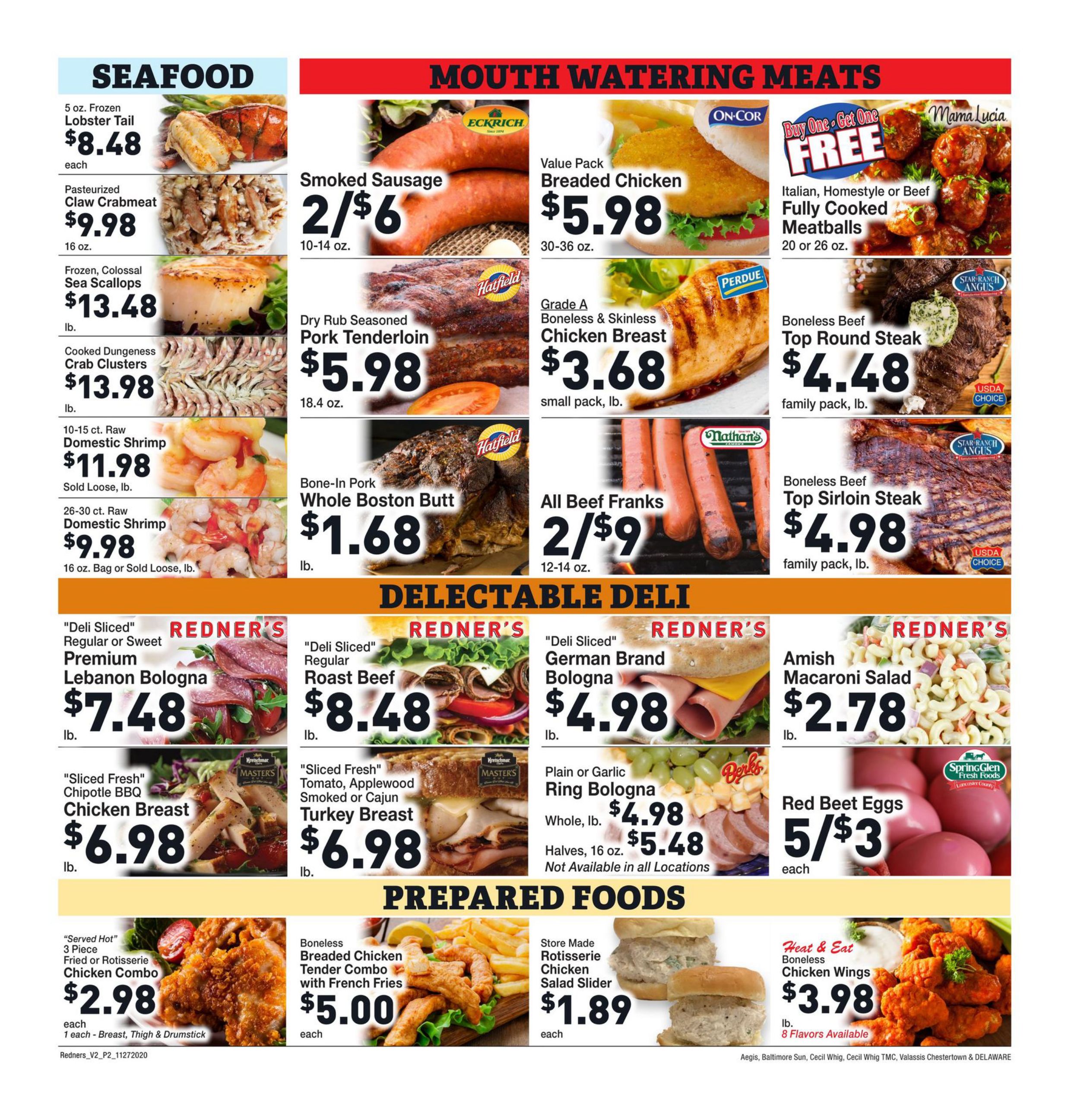 Redner's Markets Thanksgiving Weekly Ad Flyer November 26 to December 2, 2020