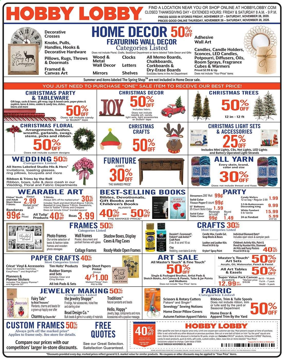Hobby Lobby Weekly Ad Flyer November 26 to November 28