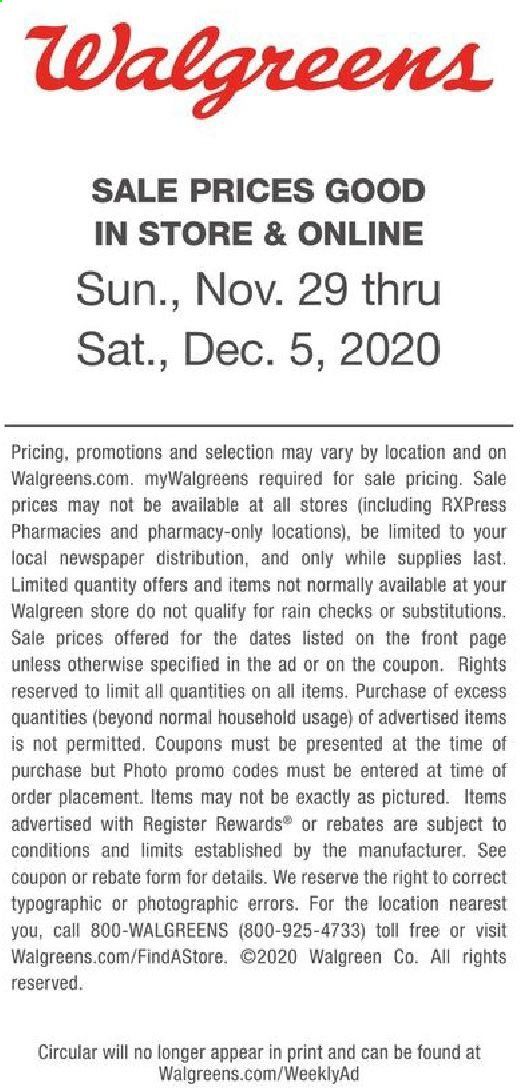 Walgreens Weekly Ad Flyer November 29 to December 5