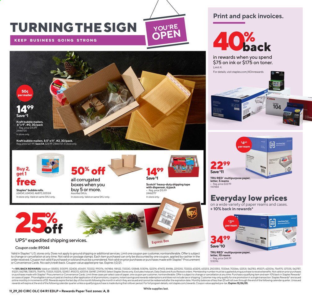 Staples Weekly Ad Flyer November 29 to December 5