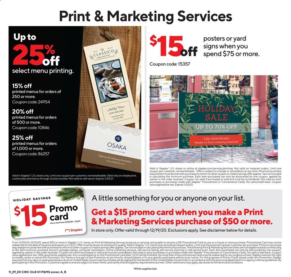 Staples Weekly Ad Flyer November 29 to December 5