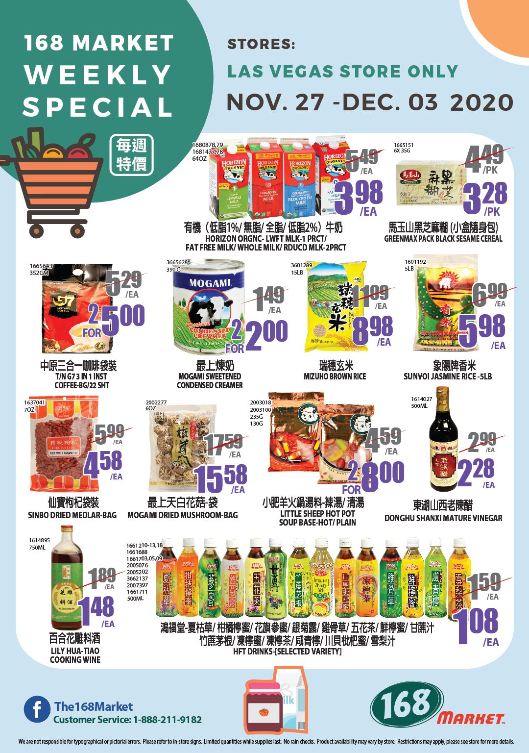 168 Market (NV) Weekly Ad Flyer November 27 to December 3, 2020