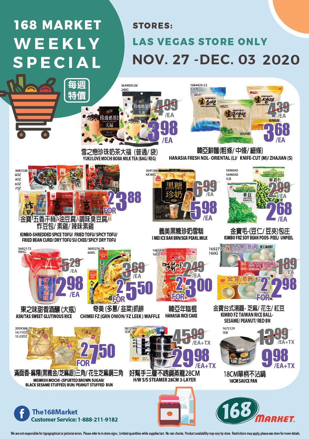 168 Market (NV) Weekly Ad Flyer November 27 to December 3, 2020