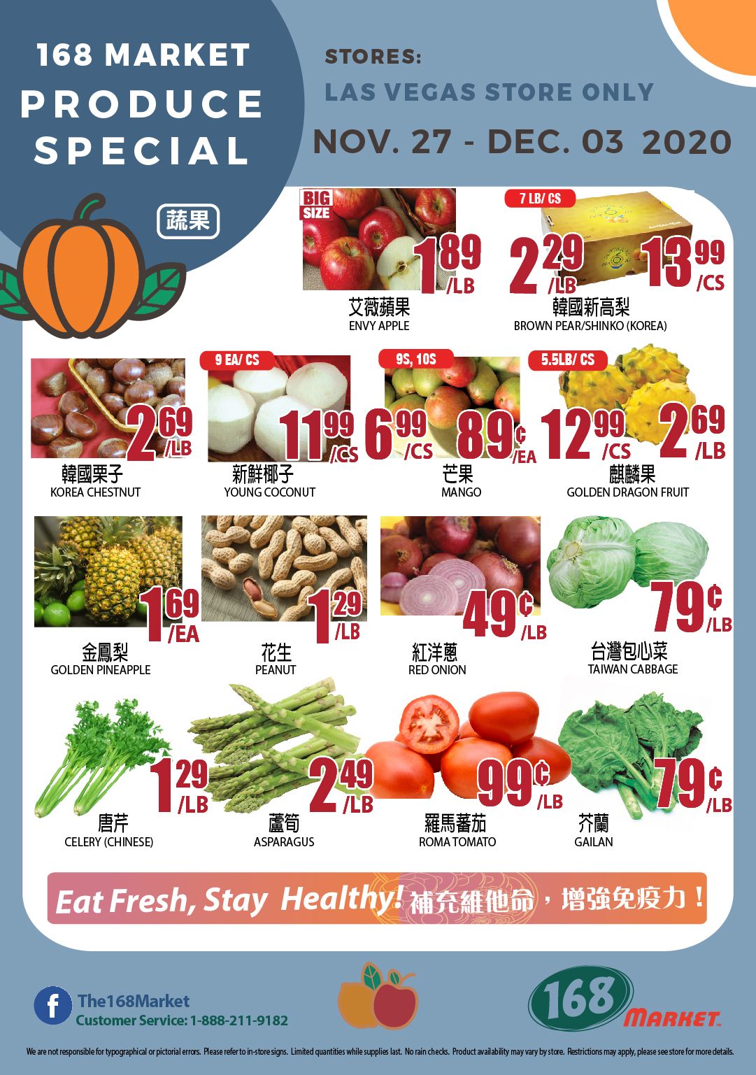 168 Market (NV) Weekly Ad Flyer November 27 to December 3, 2020
