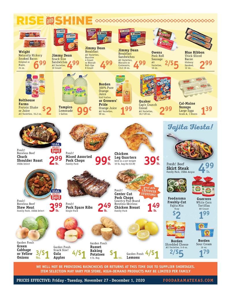 Foodarama 5 Day Sale Ad Flyer November 27 to December 1, 2020