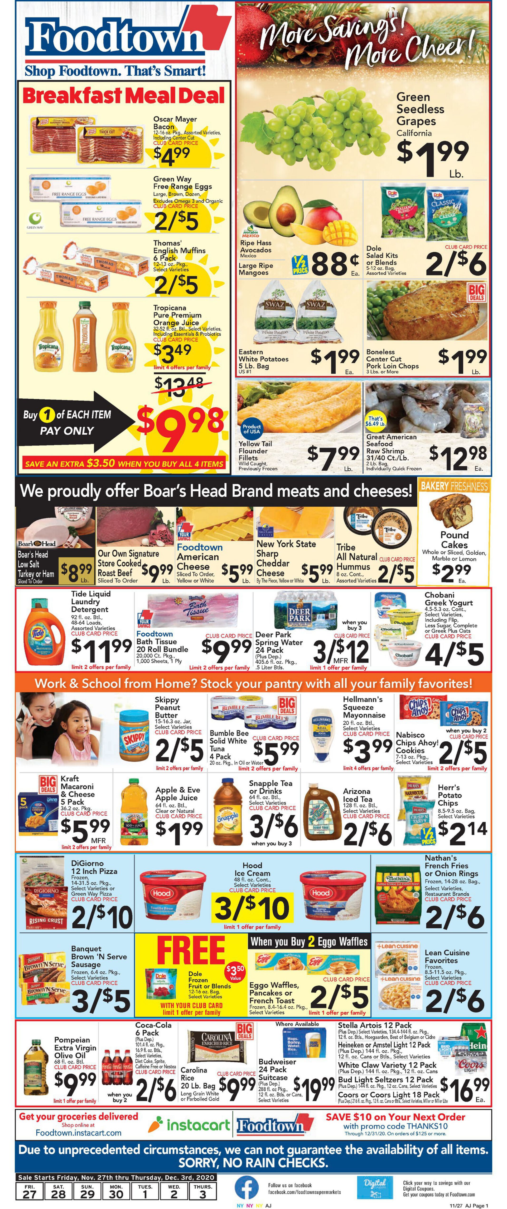 Foodtown Weekly Ad Flyer November 27 to December 3, 2020