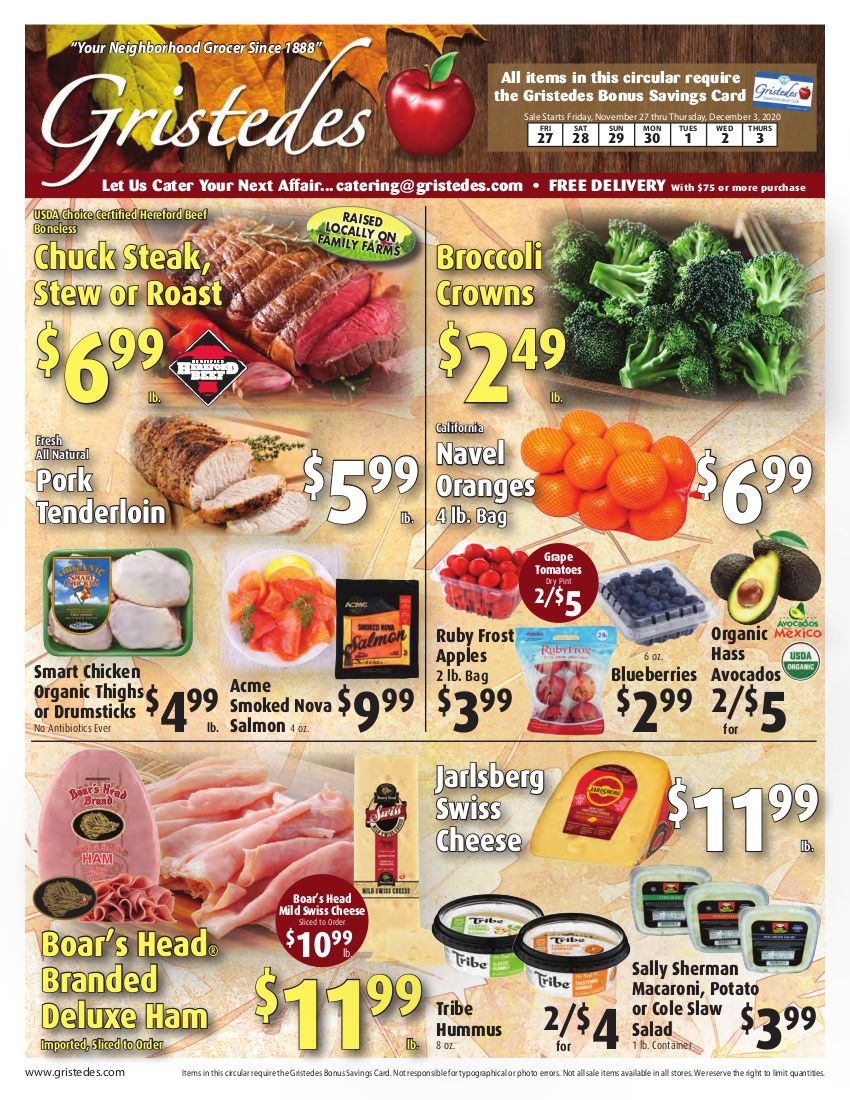 Gristedes Weekly Ad Flyer November 27 to December 3, 2020