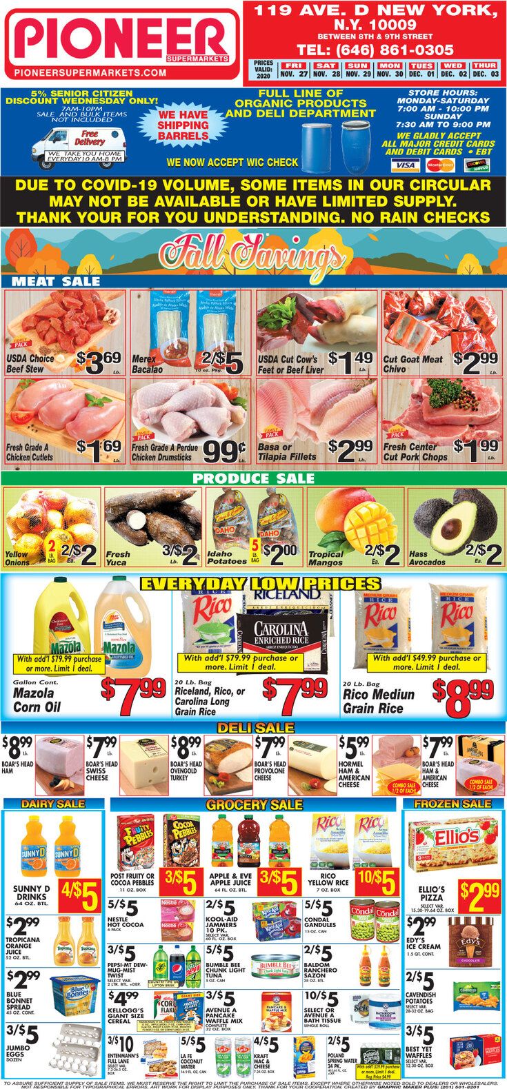 Pioneer Supermarkets Weekly Ad Flyer November 27 to December 3, 2020