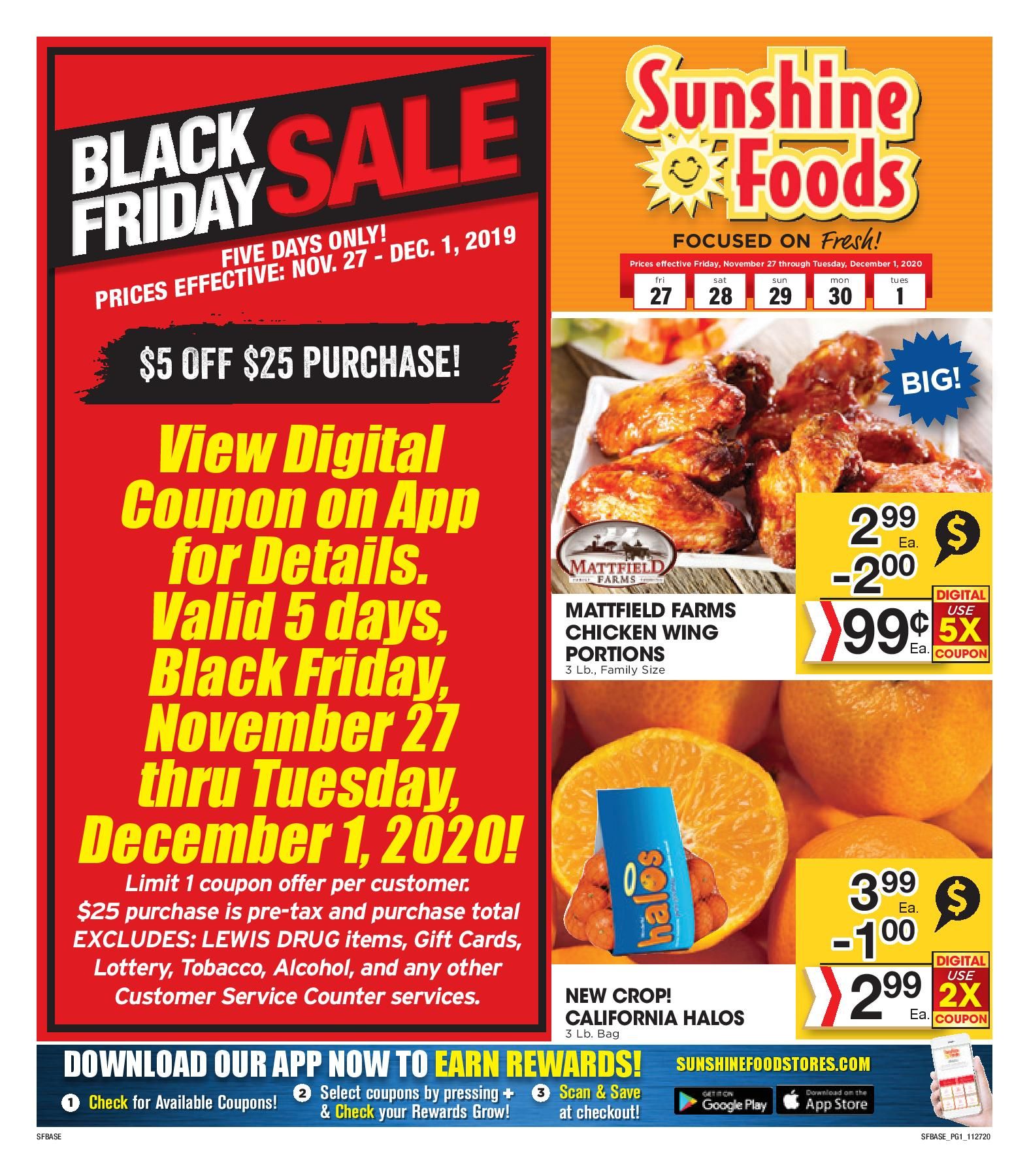 Sunshine Foods 5 Day Sale Ad Flyer November 27 to December 1, 2020