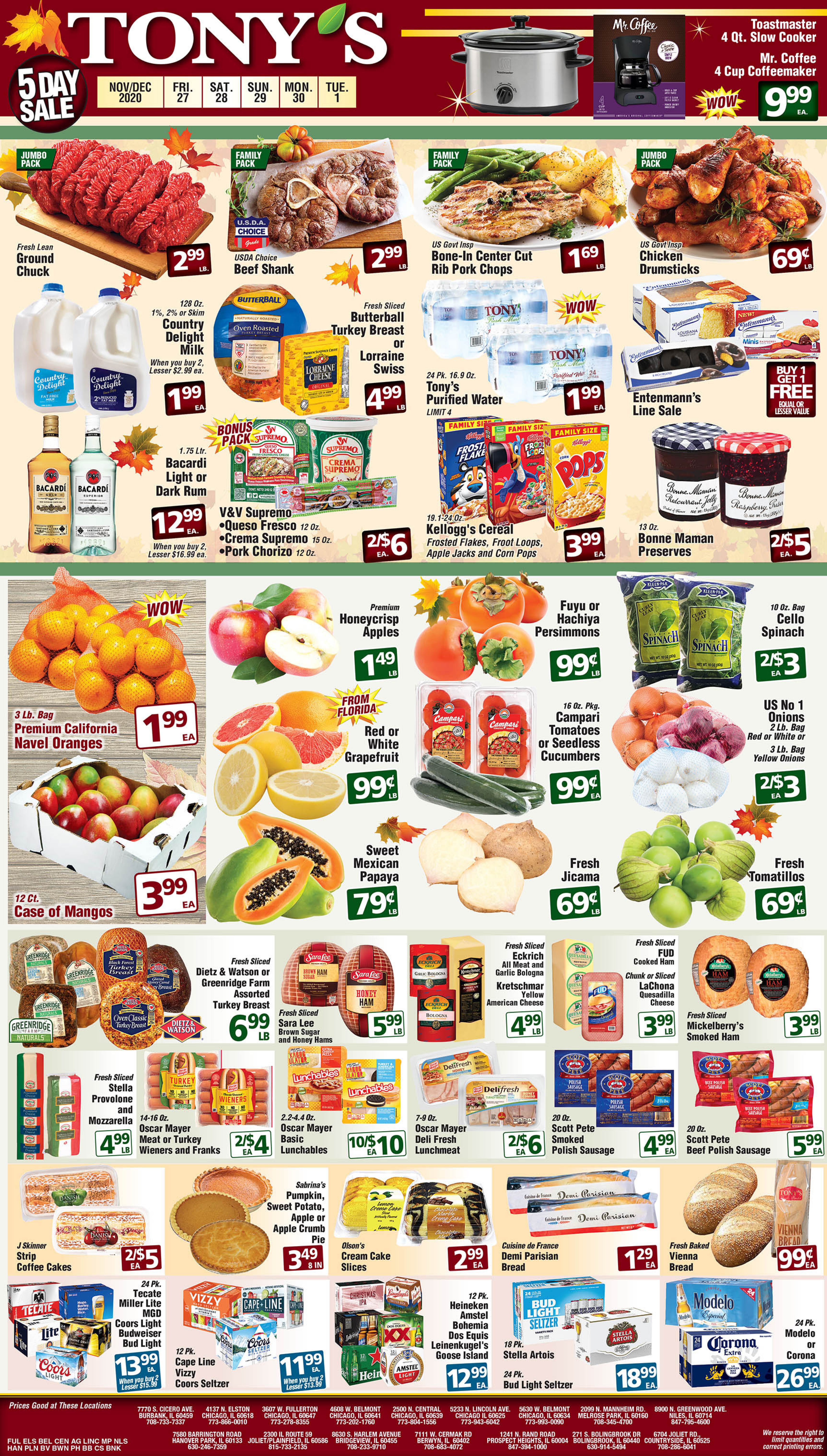 Tony's Fresh Market 5 Day Sale Ad Flyer November 27 to December 1, 2020