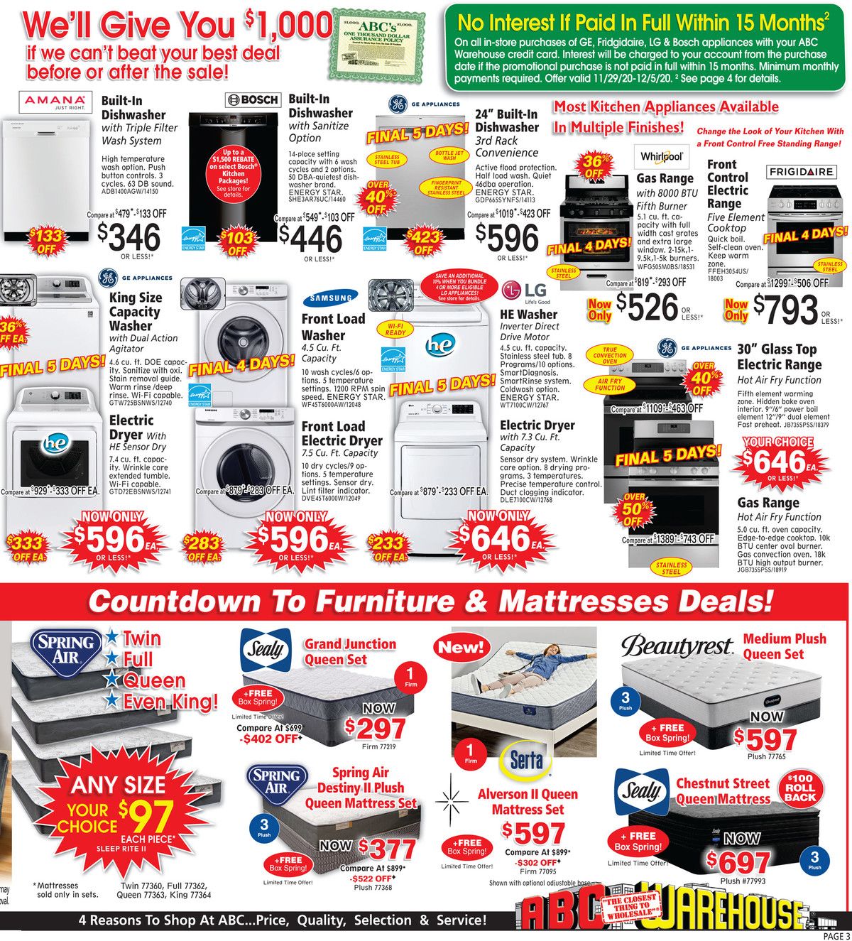 ABC Warehouse Weekly Ad Flyer November 29 to December 5, 2020