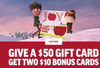 Cyber Monday Only: Buy a $50 Applebee's Gift Card Online and Get 2 Free $10 Bonus Cards