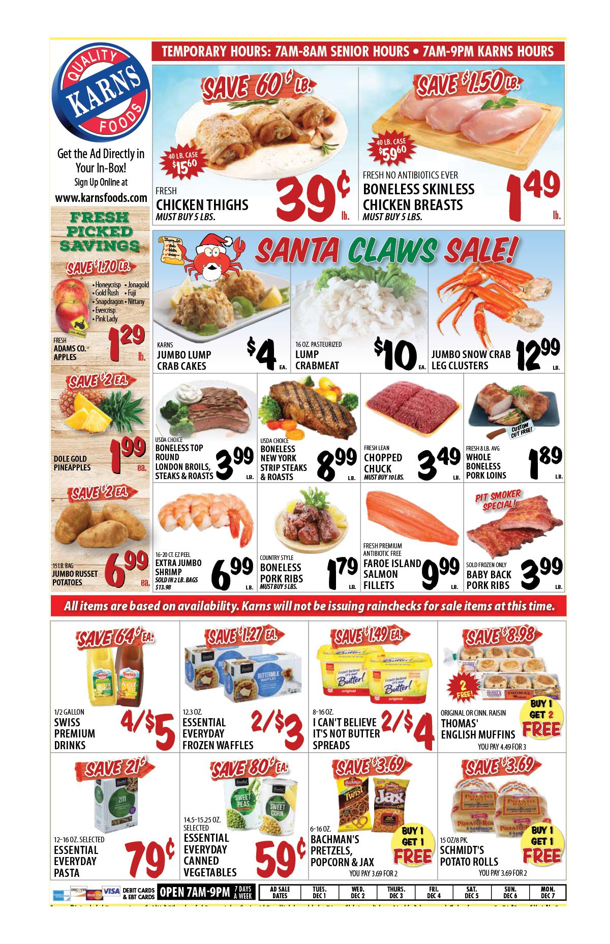 Karns Quality Foods Weekly Ad Flyer December 1 to December 7, 2020