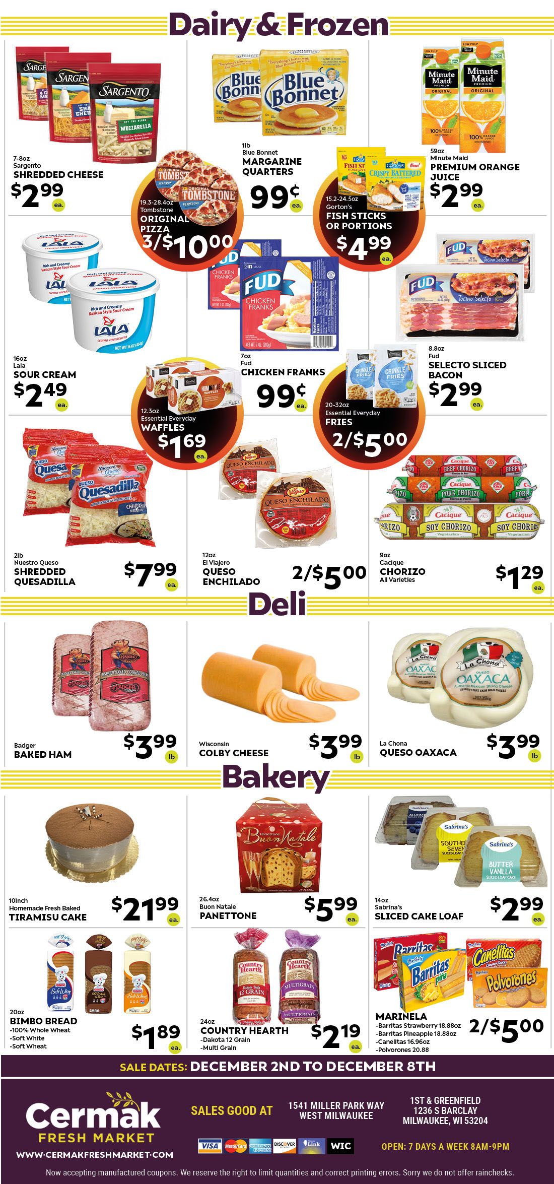 Cermak Fresh Market (WI) Weekly Ad Flyer December 2 to December 8, 2020
