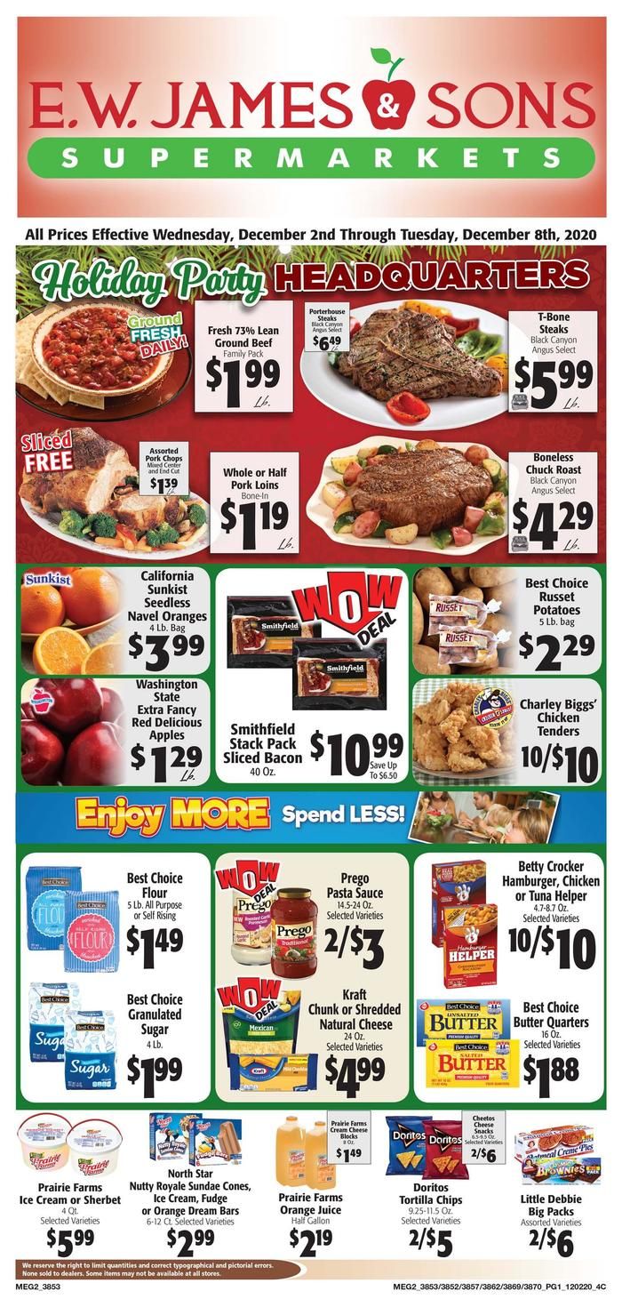 E.W. James & Sons Weekly Ad Flyer December 2 to December 8, 2020