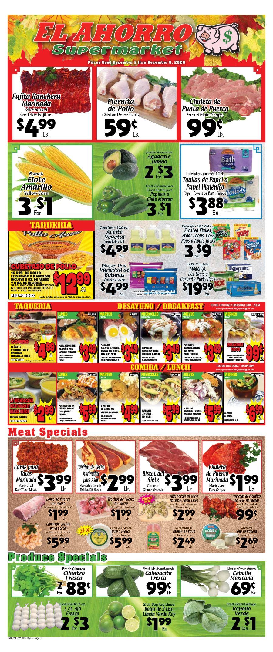 El Ahorro Supermarket Weekly Ad Flyer December 2 to December 8, 2020