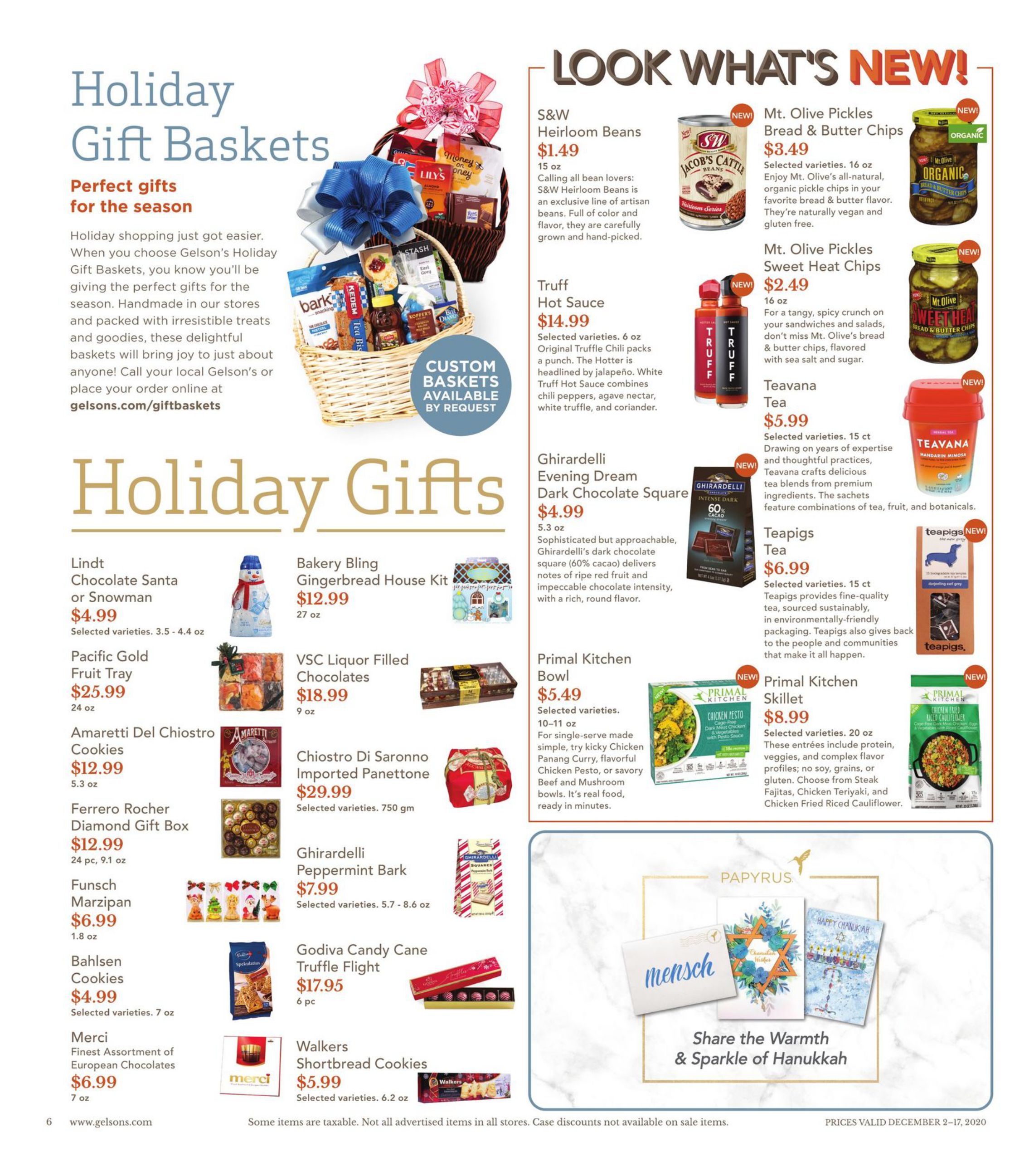 Gelson's Hanukkah Weekly Ad Flyer December 2 to December 17, 2020