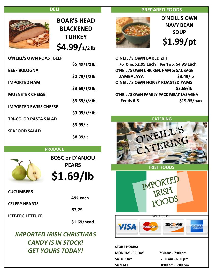 O'Neill's Food Market Weekly Ad Flyer December 2 to December 8, 2020