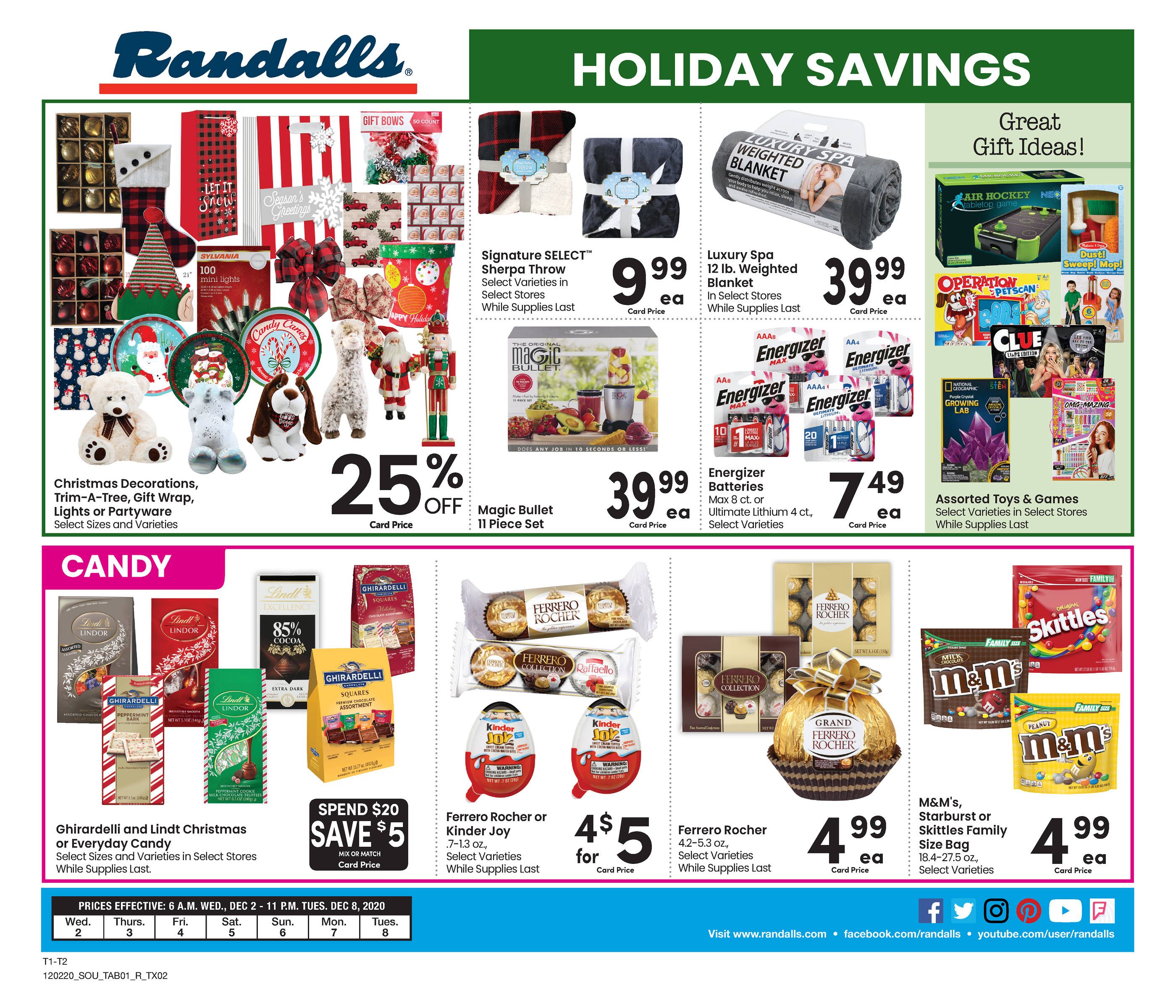 Randalls Weekly Ad Flyer December 2 to December 8, 2020
