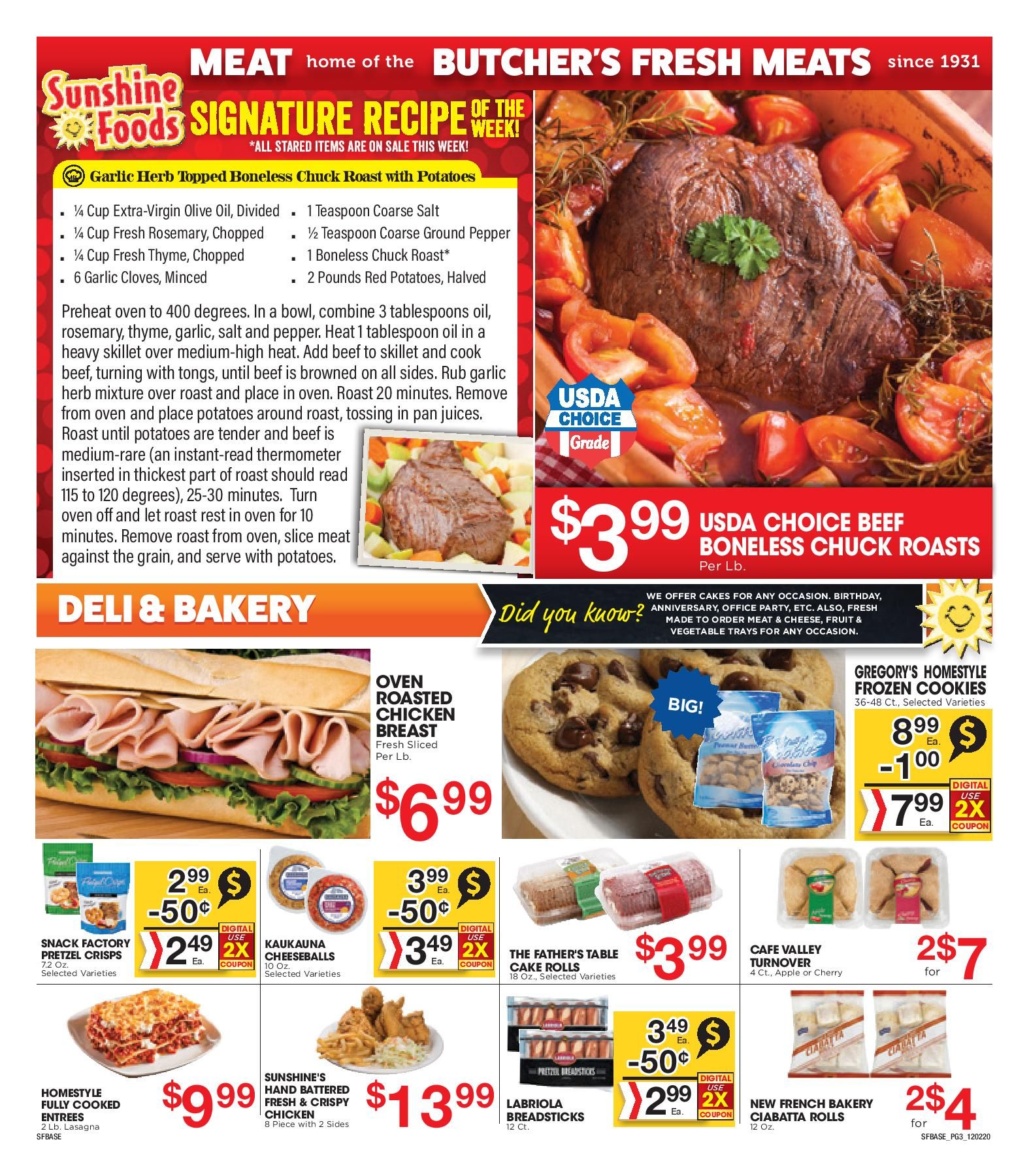 Sunshine Foods Weekly Ad Flyer December 2 to December 8, 2020