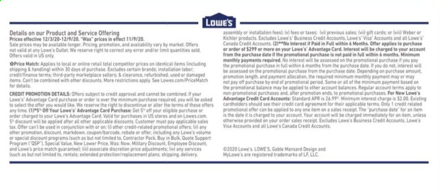 Lowe's Weekly Ad Flyer December 3 to December 9