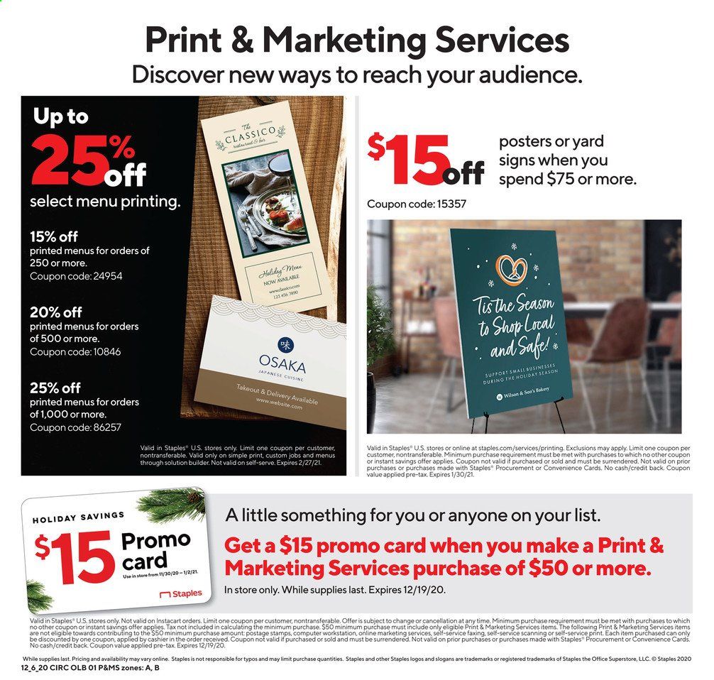 Staples Weekly Ad Flyer December 6 to December 12
