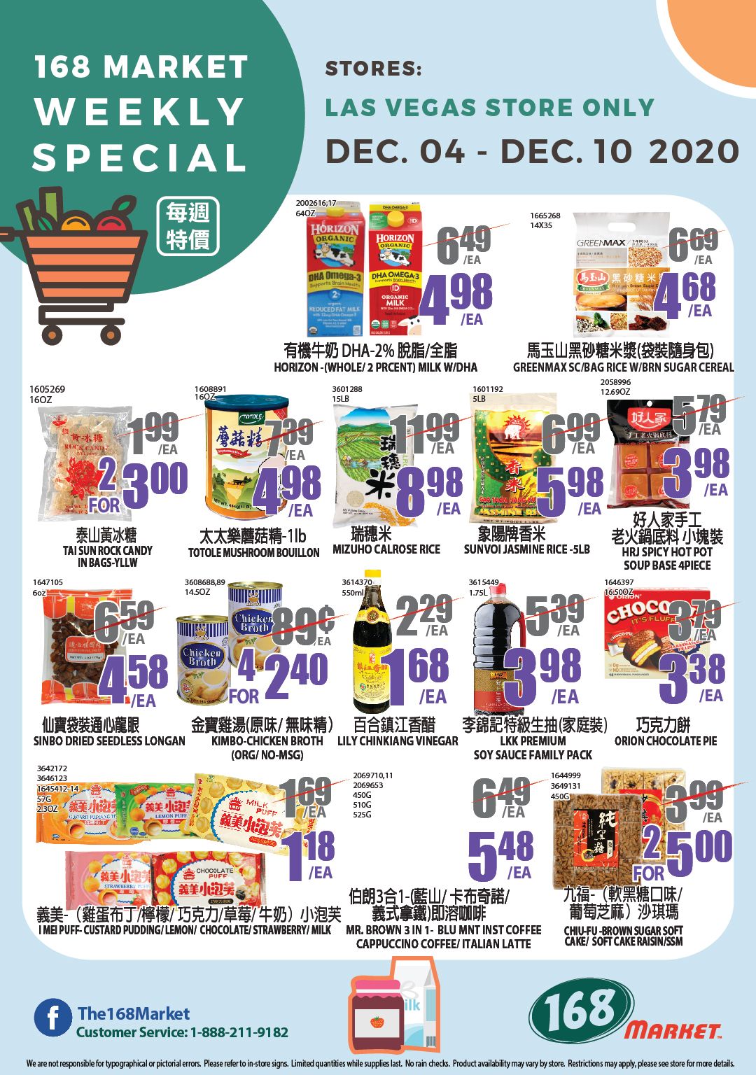 168 Market (NV) Weekly Ad Flyer December 4 to December 10, 2020